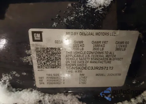 2018 Chevrolet Tahoe Commercial Fleet z USA, uszkodzony, nr VIN 1GNSKDEC3JR257123